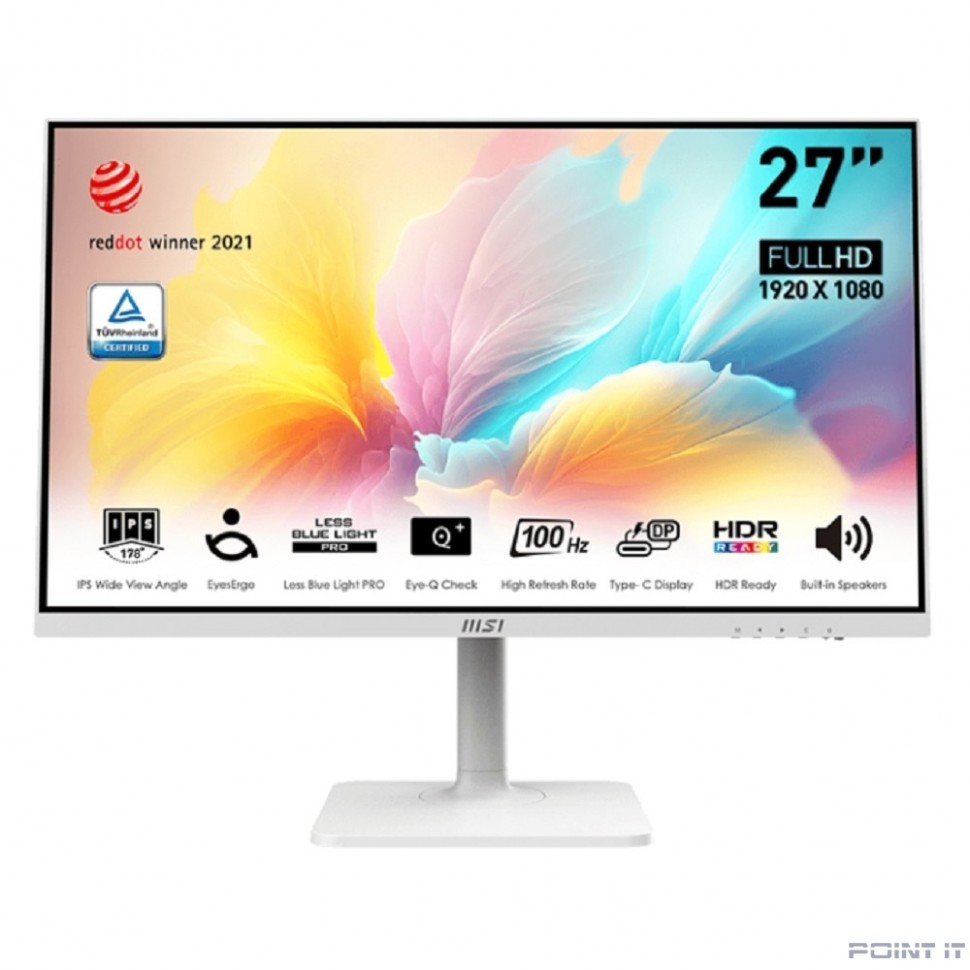 Монитор MSI Modern 27" MD2712PW белый {IPS 1920x1080 100Hz 1ms 1000:1 300cd 178/178 HDMI1.4 USB-C Speaker HAS Pivot VESA} [9S6-3PA49H-218]