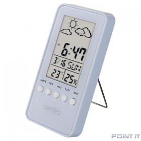 Perfeo Часы-метеостанция &quot;Window&quot;, белый, (PF-S002A) время, температура, влажность, дата