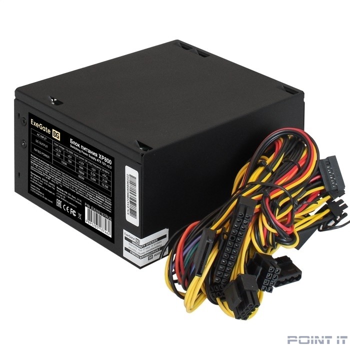 Exegate EX292167RUS Блок питания 800W ExeGate XP800 (ATX, 12cm fan, 24pin, 2x(4+4)pin, 2xPCI-E, 5xSATA, 3xIDE, black)