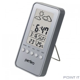Perfeo Часы-метеостанция &quot;Window&quot;, серебряный, (PF-S002A) время, температура, влажность, дата