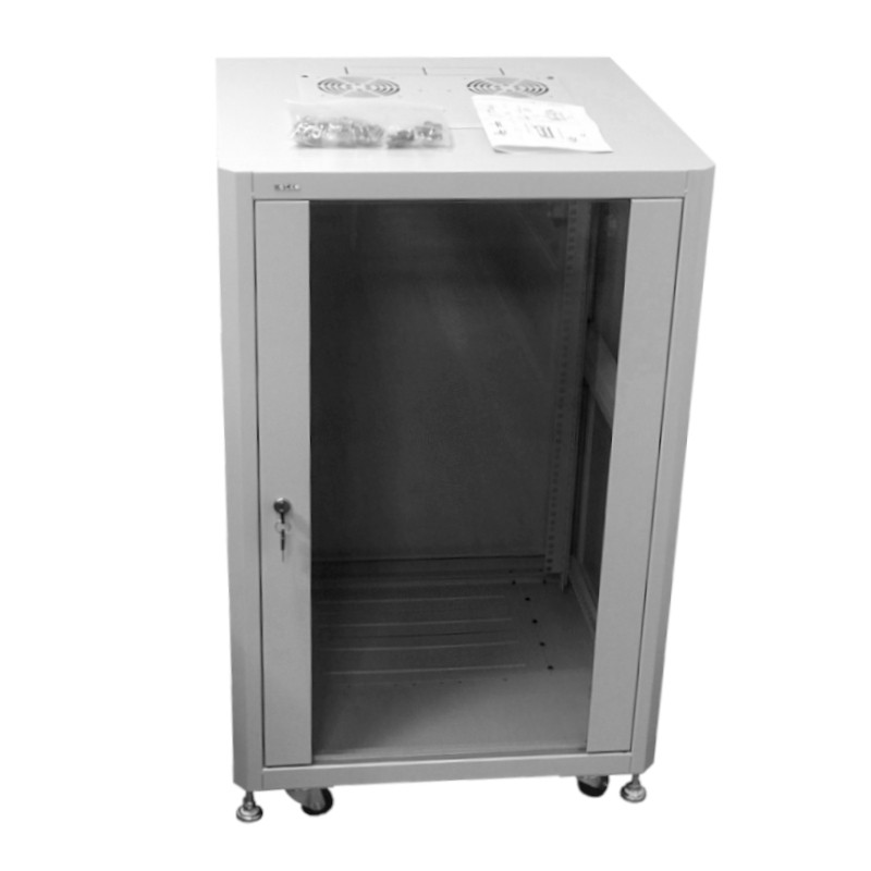 Шкаф напольный 18U серия TA (600х600х957), передняя дверь стекло, серый, разобранный Netko (упакован в 2 коробки)