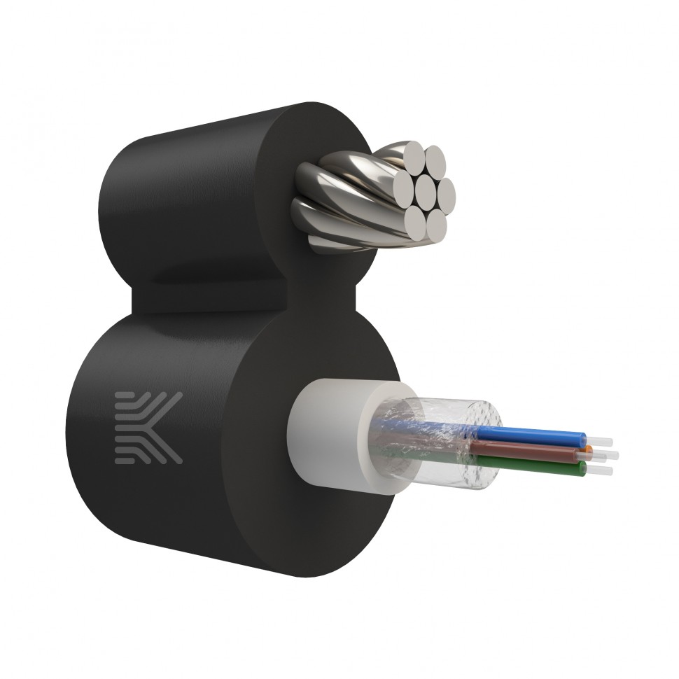 КОСТРОМАКАБЕЛЬ КОС-ОКПС-4х657-Т/Т-4кН Оптический кабель с центральной трубкой и выносным силовым элементом из стального троса, SM 9/125, G.657.A1, 4 волокна, полиэтилен, 4 кН