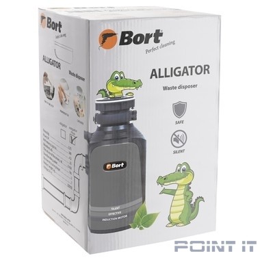 Bort Измельчитель пищевых отходов Alligator Plus {Мощность 750 Вт; Объем камеры 1450 мл; Мощность л.с. 0,75 Размер 350х190 мм; 7,5 (7,5) кг; 25,5 x 25,3 x 41,8; гарантия 2 г} [93410761]