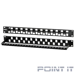 Hyperline PPBL3-19-24S-RM Модульная патч-панель 19&quot;, 24 порта, Flat Type, 1U, для модулей Keystone Jack, с задним кабельным организатором (без модулей)