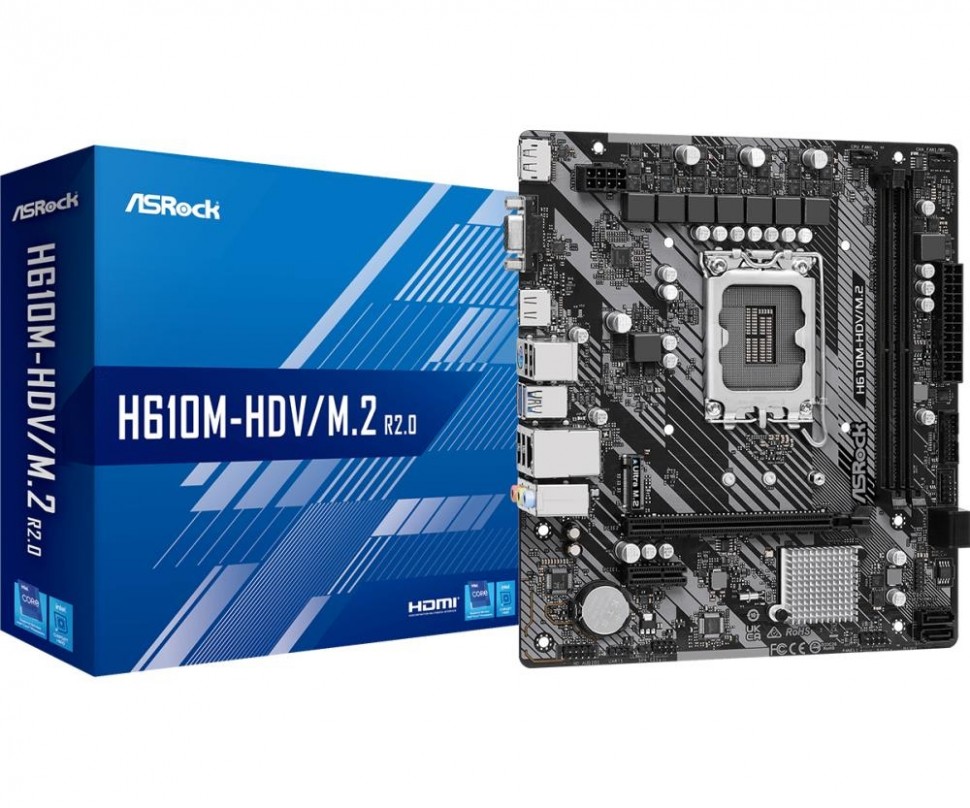 Материнская плата H610 S1700 MATX H610M-HDV/M.2 R2.0 ASROCK