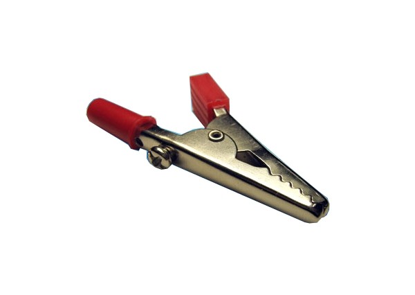 Зажим крокодил с болтом, средний, 5A, красный, L=51±5мм, NETKO Optima