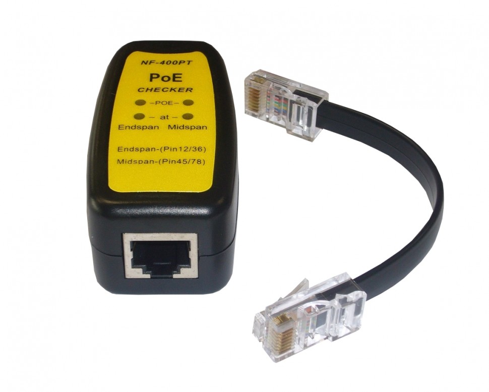 Кабельный тестер RJ45, PoE 802.3af + 802.3at, 4 LED индикатора, черный, Netko