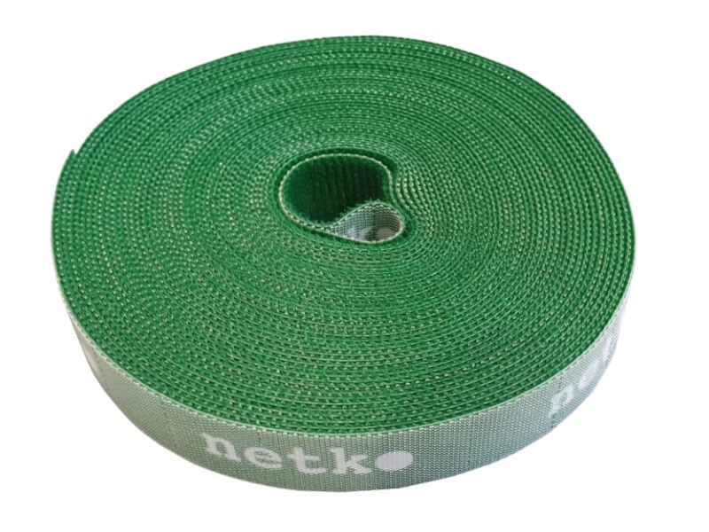 Лента-липучка многоразовая 20мм*10м, с насечками для отрыва (каждые 2 см), зеленая NETKO Optima