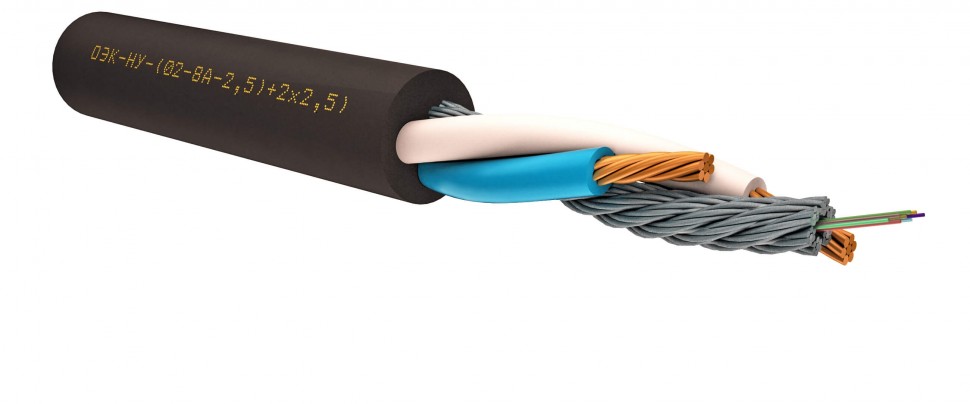 ОЭК-НУ-(02-16А-2,7кН)+2х4,0) Кабель опто-электрический (комбинированный) G.657.A 16 волокон 9/125 мкм, броня из 6 проволок 4,6мм