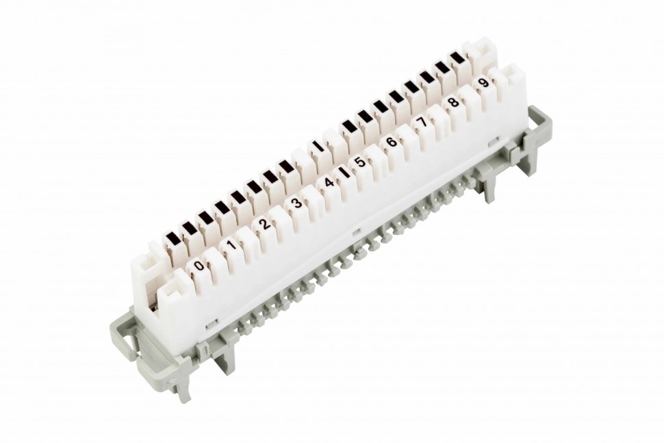 Плинт LSA Profil размыкаемый, ABS, 10 пар, металлические контакты, универсальный, нумерация (0-9), бело-серый