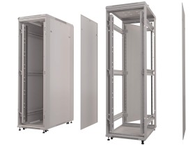 Шкаф напольный 27U серия Expert (600х600х1390), напольный, БЕЗ ПЕРЕДНЕЙ ДВЕРИ, серый, разобранный Netko (упакован в 3 коробки)