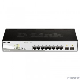 D-Link DGS-1210-10P/FL1A Управляемый L2 коммутатор с 8 портами 10/100/1000Base-T и 2 портами 1000Base-X SFP (8 портов PoE 802.3af/at, PoE бюджет 65 Вт)