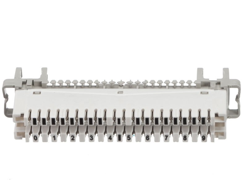 Плинт LSA Profil размыкаемый, ABS, 10 пар, металлические контакты, универсальный, нумерация (0-9), бело-серый NETKO Optima