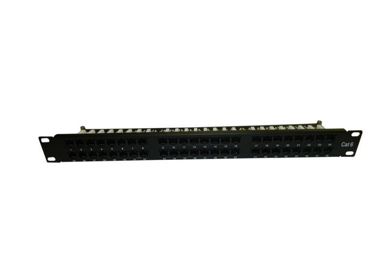 Патч-панель UTP, 19", 48 портов RJ45, cat.6, 1U, Krone Type, "L"