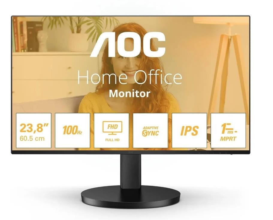 ЖК монитор AOC 24B3HMA2/23.8"/VA/1920x1080 16:9/100 Гц/250/4000:1 Matte/4 мс/да/черный/4.86 кг 24B3HMA2