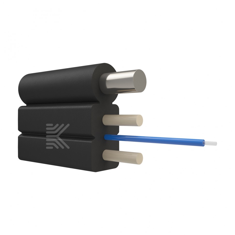 КОСТРОМАКАБЕЛЬ КОС-ДР-5-1хG.657.А 1-нг(А)-HF-BL Кабель оптический Дроп-кабель (бабочка) с ВСЭ из стальной проволоки, 1 волокно G.657.A1,усилен стеклопрутками (черный)