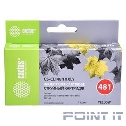Картридж струйный Cactus CS-CLI481XXLY желтый (12мл) для Canon Pixma TR7540/TR8540/TS6140/TS8140