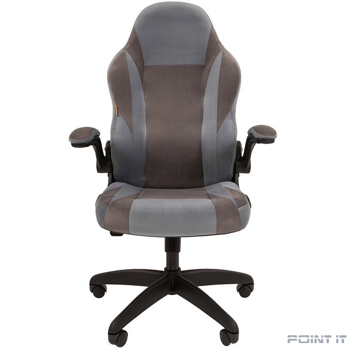 Кресло Chairman game 55 Россия голубой/серый велюр Т71/Т55 пластик черный (7115876)