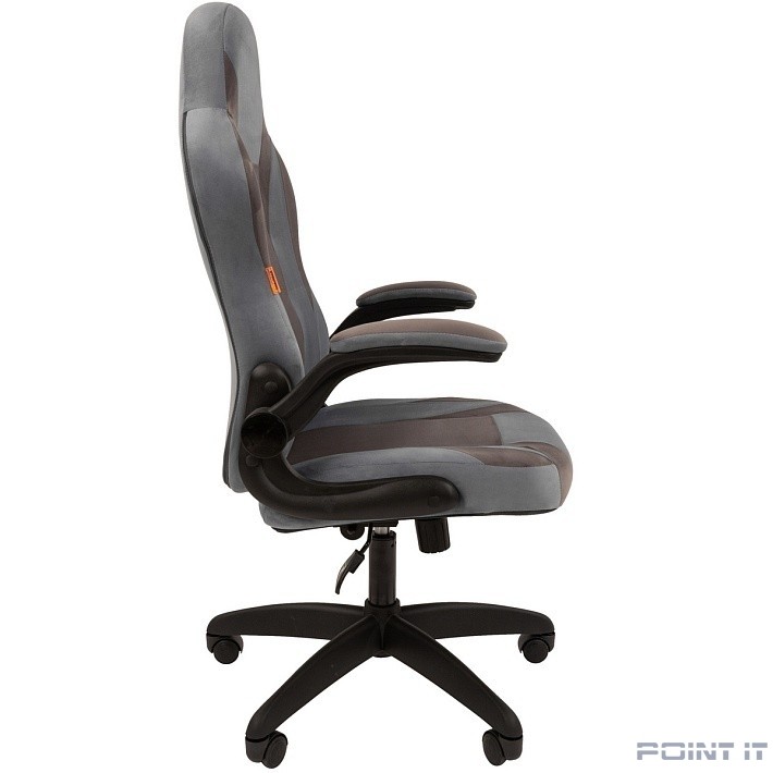 Кресло Chairman game 55 Россия голубой/серый велюр Т71/Т55 пластик черный (7115876)