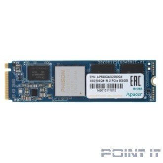 M.2 2280 500GB Apacer AS2280Q4 Client SSD AP500GAS2280Q4-1 PCIe Gen4x4 with NVMe, 5000/2500, IOPS 750K, MTBF 1.5M, 3D TLC, 850TBW, 1.7DWPD, Kit Heatsink and mount, NVMe 1.3, RTL (917881)