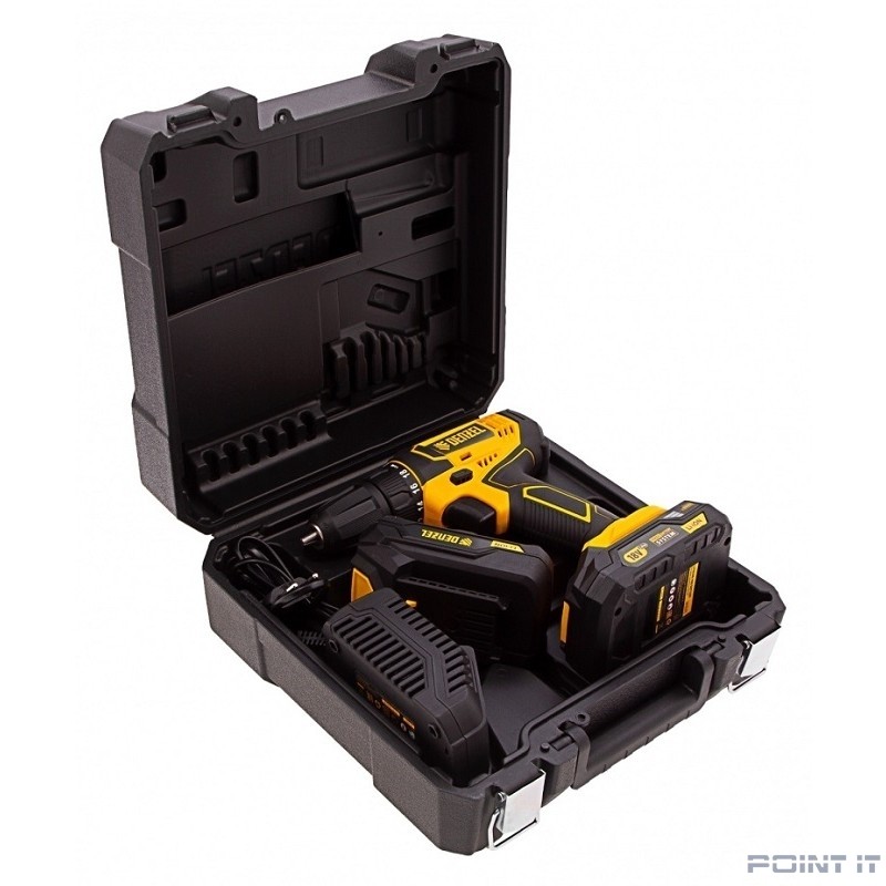 Denzel Дрель-шуруповерт аккумуляторная CDL-18-02BM, Li-Ion, 18 В, 2 акк. [26116]