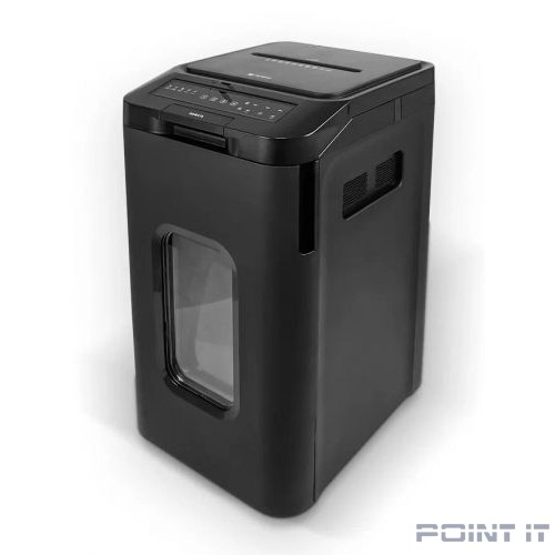 ГЕЛЕОС Уничтожитель документов АП55-4 черный с автоподачей (секр.P-4) фрагменты 400лист. 55лтр. скрепки скобы пл.карты