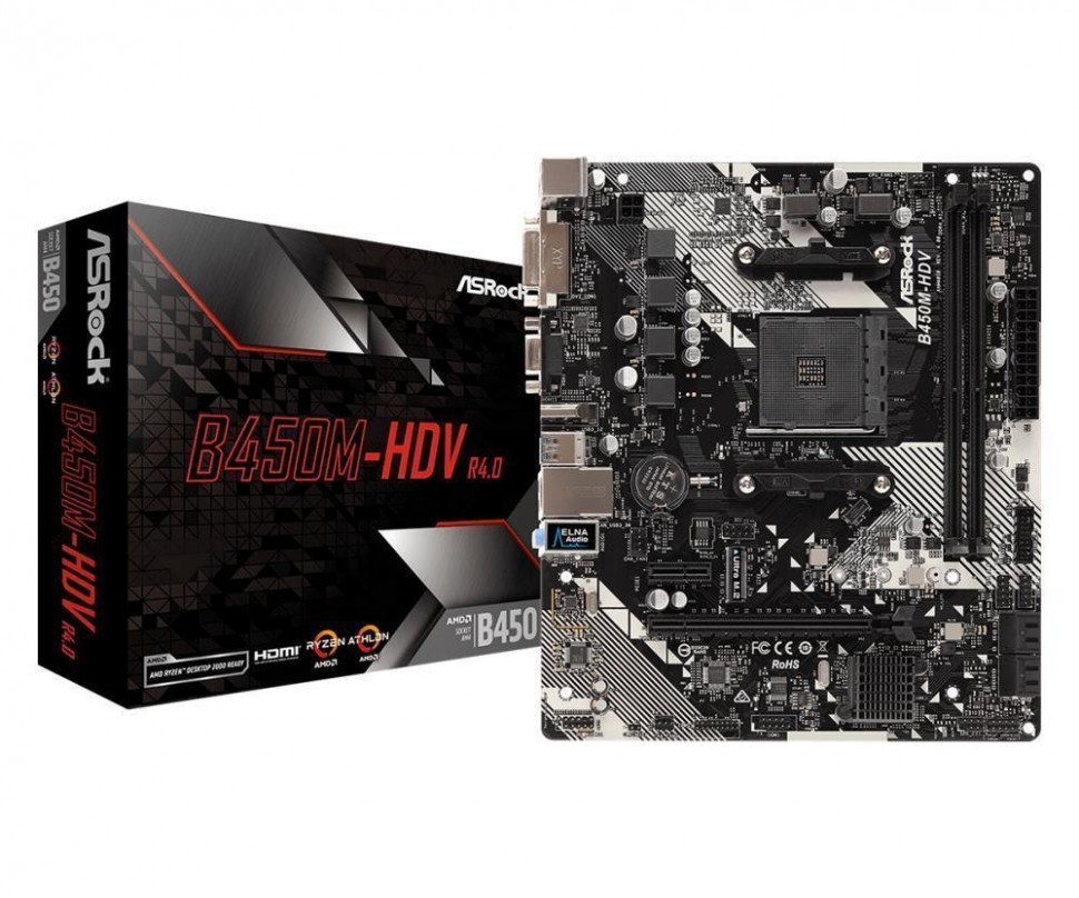 Материнская плата AMD B450 SAM4 MATX B450M-HDV R4.0 ASROCK