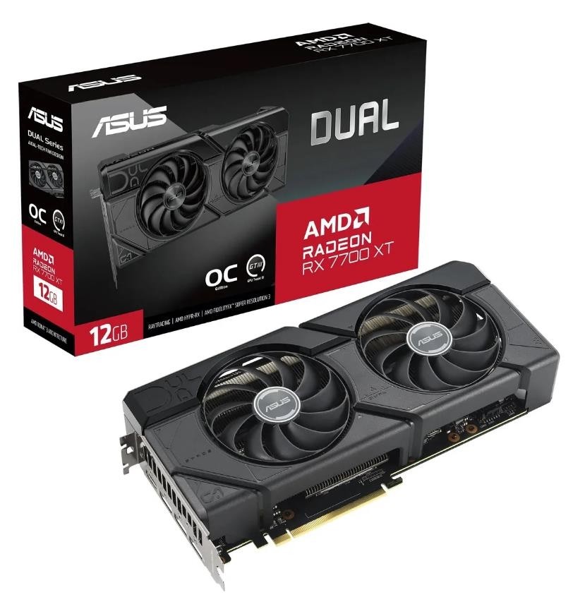 Видеокарта PCIE16 RX 7700 XT 12GB DUAL-RX7700XT-O12G ASUS