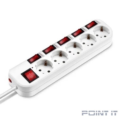 BURO Сетевой фильтр 5 розеток (500SH-5-SW-W) 5м, белый коробка {1159732}