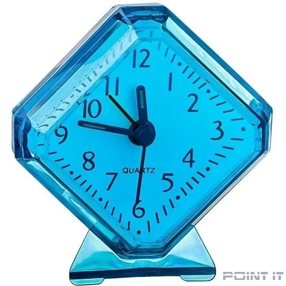 Perfeo Quartz часы-будильник "PF-TC-002", ромб. 7,5*8,5 см, синие