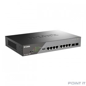 D-Link DSS-200G-10MP/A1A Настраиваемый L2 коммутатор с 8 портами 10/100/1000Base-T и 2 портами 1000Base-X SFP (8 портов PoE 802.3af/at, PoE-бюджет 130 Вт, дальность до 250 м)  