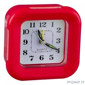 Perfeo Quartz часы-будильник &quot;PF-TC-003&quot;, квадратные 9,5*9,5 см, подсветка, красные