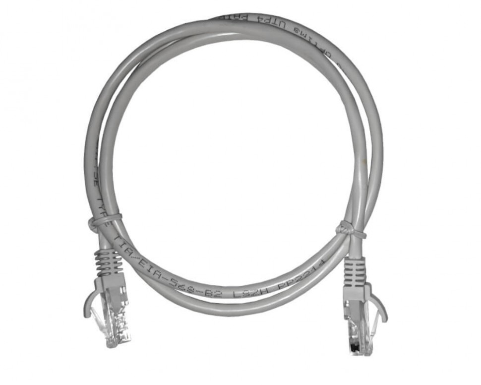 Патч-корд UTP4 cat 5e, 1,0м, ВС, LSZH, серый, литой коннектор NETKO Optima (упак 10)