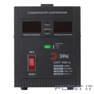 ЭРА Б0020158 СНПТ-1000-Ц Стабилизатор напряжения переносной, ц.д., 140-260В/220/В, 1000ВА