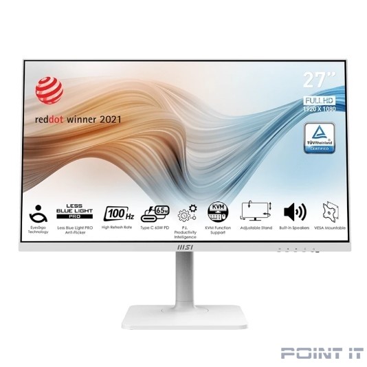 Монитор LCD MSI 27" Modern MD272XPW белый {IPS 1920x1080 100Hz 1ms 1000:1 300cd 178/178 HDMI DisplayPort 2xUSB USB-C Speakers HAS Pivot}[9s6-3pb19h-099]