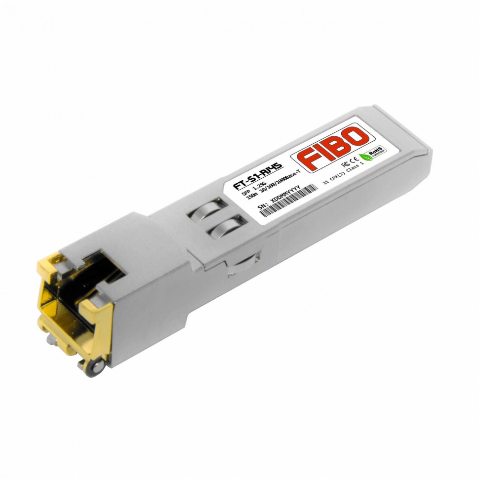 Модуль оптический SFP 1.25G, разъем RJ-45, дальность до 100м.