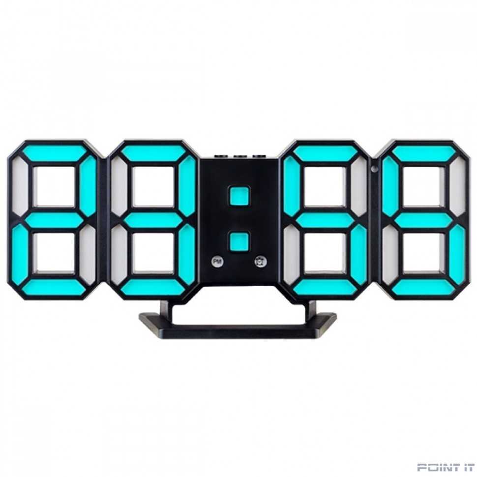 Perfeo LED часы-будильник "LUMINOUS 2", черный корпус / синяя подсветка (PF-6111) [PF_B4928]