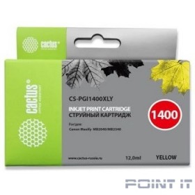 CACTUS PGI-1400XL Y Картридж струйный для Canon MB2050/MB2350/MB2040/MB2340, желтый (12мл)