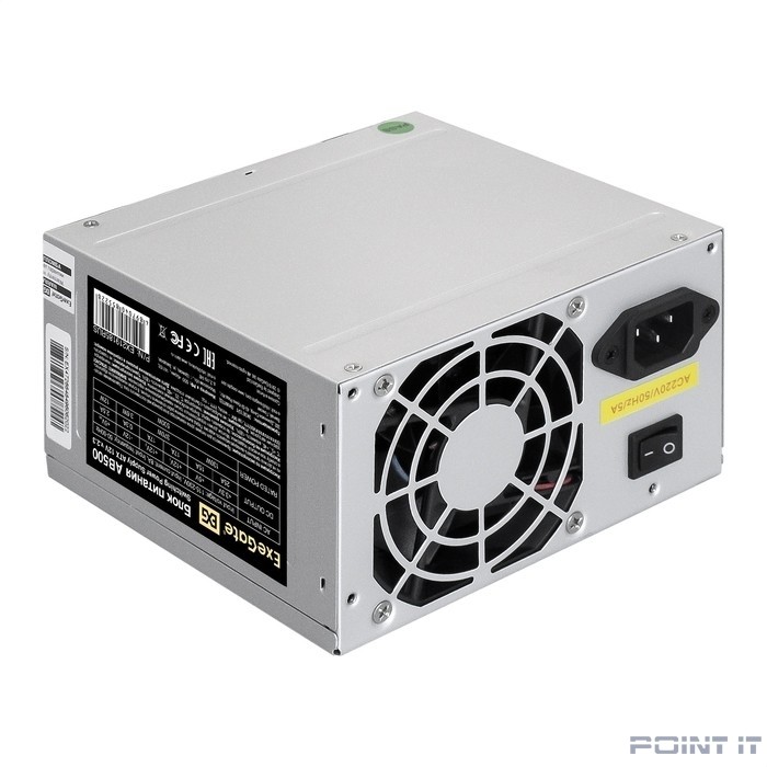 Exegate EX219185RUS-PC Блок питания 500W ExeGate AB500 (ATX, PC, 8cm fan, 24pin, 4pin, 3xSATA, 2xIDE, кабель 220V в комплекте)