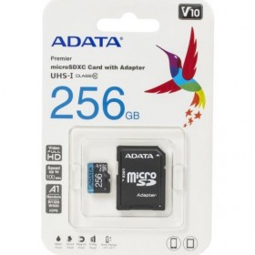 Карта памяти MICRO SDXC 256GB W/AD. AUSDX256GUICL10A1-RA1 ADATA