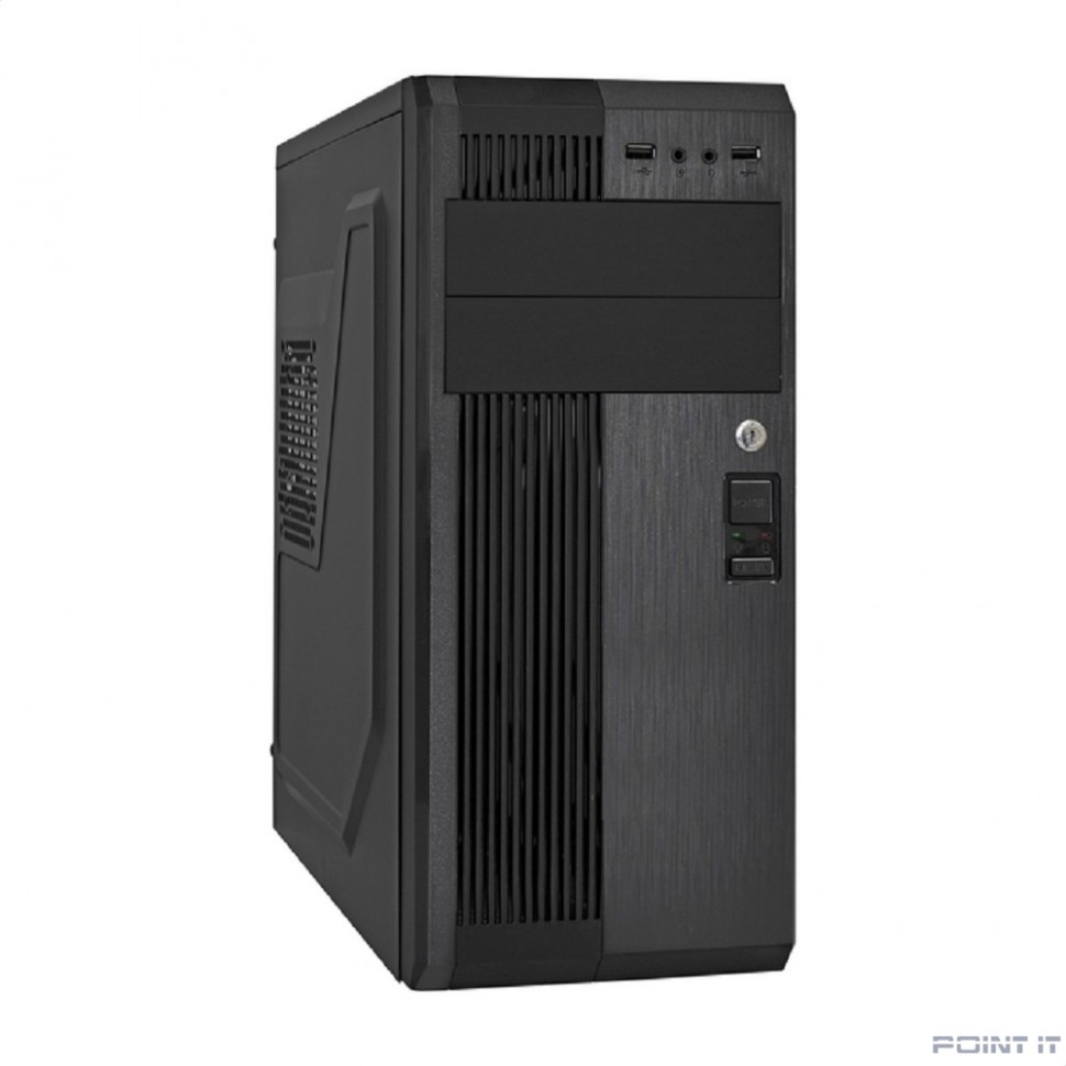 Exegate EX283224RUS Корпус Miditower ExeGate UN-605B Black, ATX, <UN450, 120mm>, 2*USB, Audio, замок блокировки кнопки питания