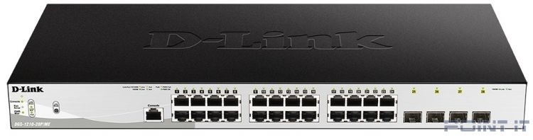 D-Link DGS-1210-28P/ME/B2A Управляемый коммутатор 2 уровня с 24 портами 10/100/1000Base-T и 4 портами 1000Base-X SFP (24 порта с поддержкой PoE 802.3af/802.3at (30 Вт), PoE-бюджет 193 Вт)