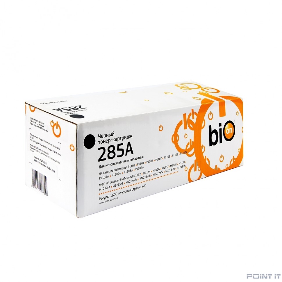 Bion CE285A Картридж для HP LaserJet P1102/ P1102w, черный (1600 стр) Белая коробка [Бион]