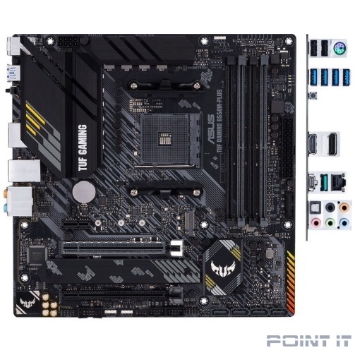 ASUS TUF GAMING B550M-PLUS (Socket AM4, mATX, 4xDDR4(128GB), HDMI 2.1/DP, 1xPCIe 4.0x16/1xPCIe 3.0x16, 1xPCIe 3.0, 1xLAN (2.5GbE), 4xSATA 6Gb/s, 2xM.2, 1xUSB-C, 5xUSB 3.2, 2xUSB 2.0, 1xPS/2)