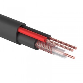 Кабель коаксиальный КВК-П, (CU, оплетка 80 нитей CCA) + кабель питания 2x0.75мм2 (CU, многожильный), черный (200м) NETKO Optima