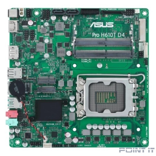 Материнская плата mini-ITX ASUS PRO H610T D4-CSM (LGA1700, H610, 2*DDR4 (3200), 2*SATA 6G, M.2, Glan, HDMI, DP, 2*USB 3.2, 2*USB 2.0)