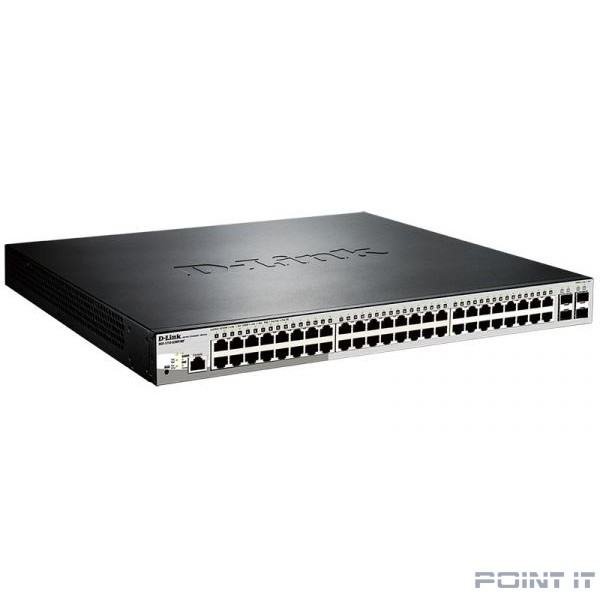 D-Link DGS-1210-52MP/ME/B2A PROJ Управляемый коммутатор 2 уровня с 48 портами 10/100/1000Base-T с поддержкой PoE и 4 портами 1000Base-X SFP