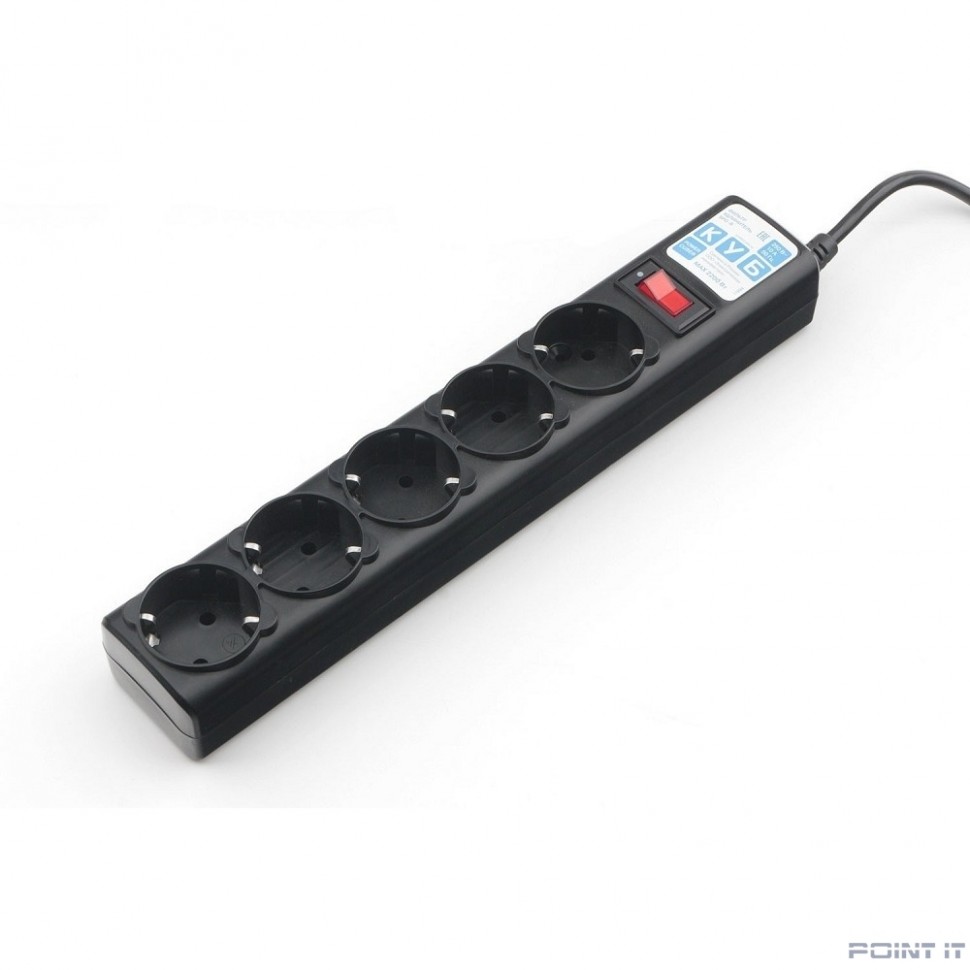 PowerCube Фильтр-удлинитель (SPG5-В1) 0.5 м, 5 розеток, д/подкл. к UPS (C14),10А/2,2кВт, черный
