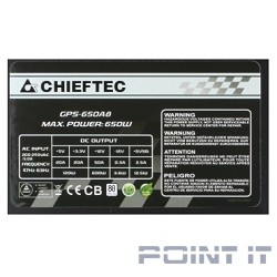 Chieftec 650W RTL [GPS-650A8] {ATX-12V V.2.3 PSU with 12 cm fan, Active PFC, fficiency >80% with power cord 230V only}
