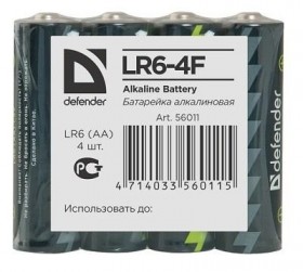 Батарея ALKALINE AA 1.5V LR6-4F 4PCS 56011 DEFENDER